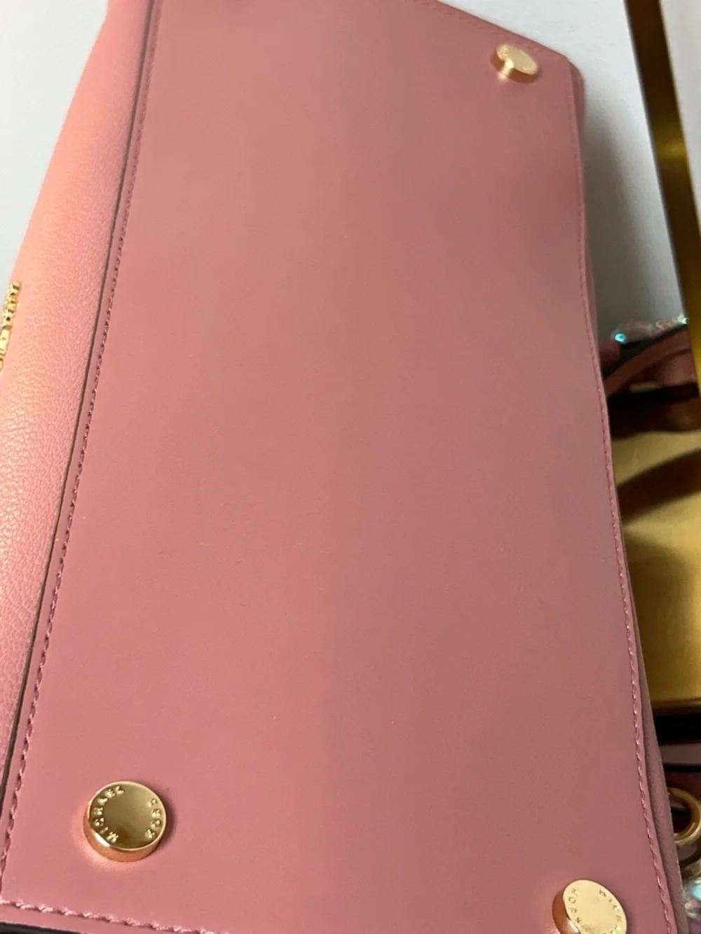 Michael Kors Rose Pink Leather Satchel with Gold-Tone Charm Approx. 12 x 10 x 6 - Picture 4 of 15